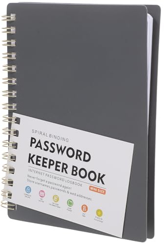 SUPVOX Carnet de Mots de Passe A6 à Spirale avec Onglets Alphabétiques, Bloc-notes Gris Compact pour L’enregistrement Sécurisé des Identifiants, Cahier Pratique pour Bureau et Usage