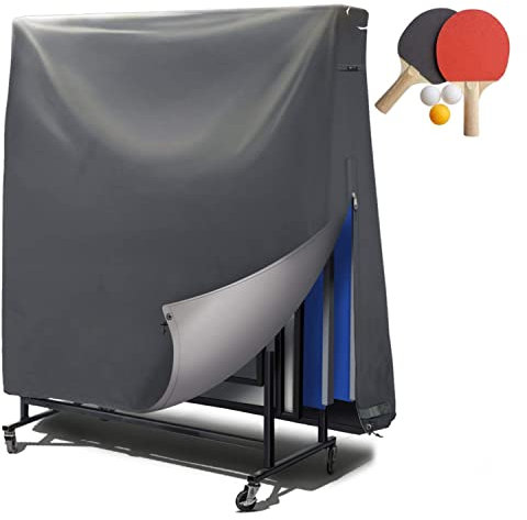Abdeckung Abdeckplane Tischtennisplatte Schutzhülle Outdoor – Pvc-Beschichtung / Verklebte Nähte / Belüftungsfenster – Hülle Für Tischtennis Wasserresistent, Uv-Beständig & Winterfest – 185*165*70 Cm