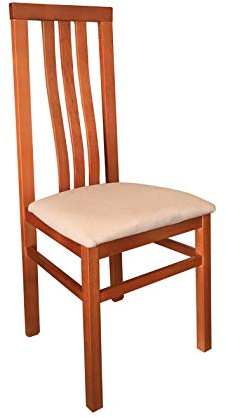 Sueña y Descansa Silla de Madera de Haya en Color Cerezo tapizada en Beis (2 Unidades)