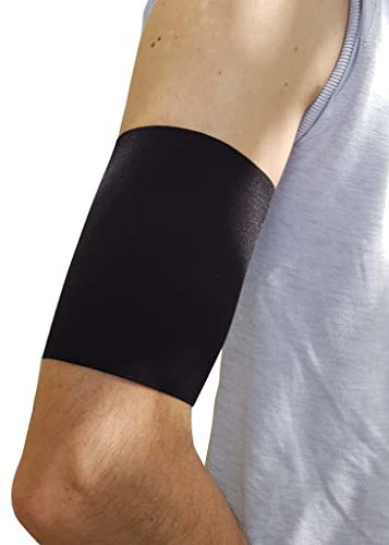 THERIAN Copri picc e copri glucometro Fascia protettiva con bordi antiscivolo in silicone (33-34cm, Nero)