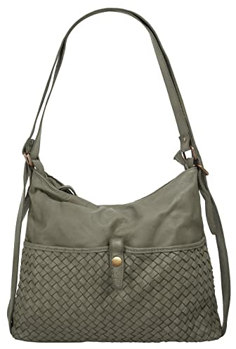 Samantha Look Shopper Echt Leder Damen | Made in Italy, Vintage Umhängetasche mit Flechtoptik | 021384