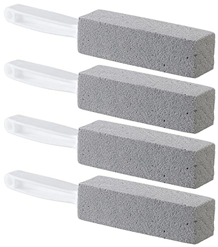 AtomiClean Lot de 4 pierres ponce compactées pour salle de bain et barbecue avec poignée