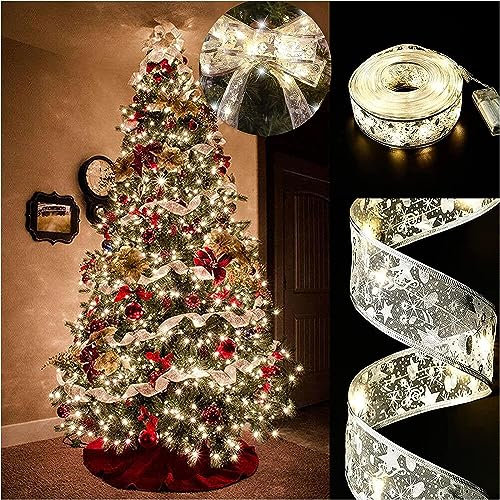 Christmas Tree Ribbon Lights - 19ft/6m 60 LED Waterproof Fairy Lights for Decorations, Curtain, Hanging, Bedroom Wall, Garden, Patio - 6m Cable Length