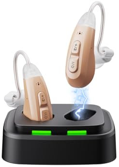JINGHAO Geräusch Verstärker, Klang-Verstärker für hinter Ohr – Ear Enhancer, Hochwertige Surround-Noise-Unterstützung USB Ladestation (Beige)