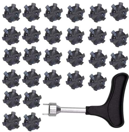Punte da Golf Universali - 25 Pezzi Tacchetti Facili da Cambiare per Scarpe + 1 Chiave a Punta - Practical Golf Spikes for Golfers