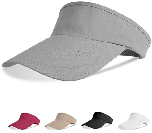 Aomig Visor Cap, Mode Schirmmütze Herren und Damen, Atmungsaktiv und Schweißabsorbierend Sommerkappe Kappe mit Sonnenvisier, Sonnenschutz Schirmcap für Outdoor Golf Baseball Tennis(Hellgrau)