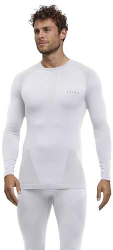 FALKE herr Baslager Ovandel Warm Round Neck M L/s Sh funktionellt garn snabbtorkande 1 del, Vit White 2860, XXL