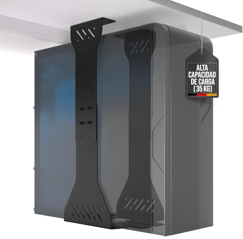 Heavy duty under desk PC holder – Up to 77 lbs load capacity - Adjustable computer tower holder – CPU holder under desk mount - PC holder under desk – Under desk computer mount (Black)