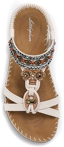 Littleplum Sandales Plats Femme Été Confortable Mode Tong Plage Claquettes,B blanc,38 EU