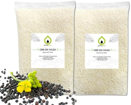 PURESPA - Cire de colza (2 KG) pour la fabrication de bougies moulées et fondants, cire à bougie, cire végan et naturelle