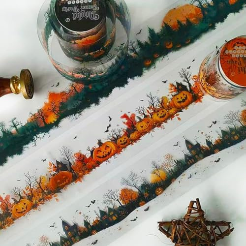 Kesari PET Washi Tape Sticker Scrapbook tillbehör, gotisk serie tema scrapbooking klistermärken för fotoalbum, kalender, bullet journal (Pumpkin party)