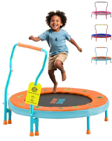 SPORTSOUL Mini Trampoline for Kids 3-6 with Super Safe Foam Handle Bar