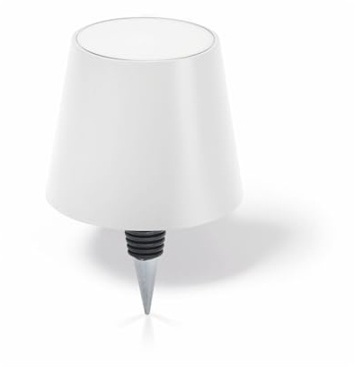 Tappo Per Bottiglie - forma di lampada con illuminazione a LED - cm 13x10,5x10,5 (Bianco, Neutro)