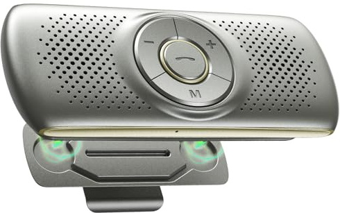 AGPTEK Bluetooth 5.3 Handsfree Car with Siri Assistant Voice Commands by Google Speaker Kit and TF Card Support for Sun Visor Automatic Connection, Grey