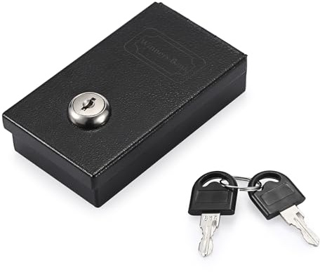 OGANAZI Tirelire en métal avec 2 clés - Format de poche - Avec serrure - Étanche - Portable - Pour billets, pièces de monnaie - Verrouillable (noir)