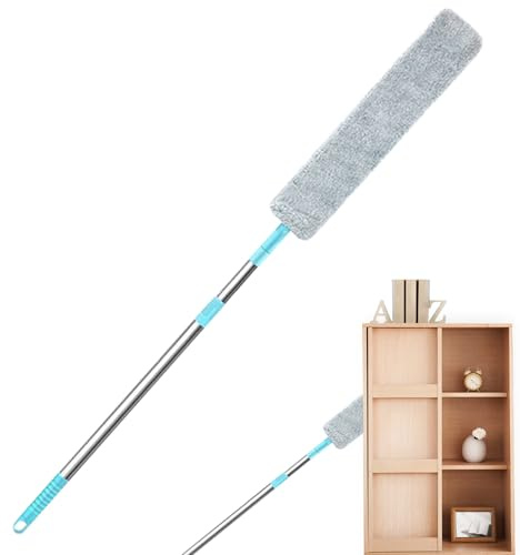 Misaakoeq Flat Duster for Under Appliances | Flat Extendable Ceiling Dusting Wand,Washable Duster | for Couch Bedroom Kitchen Furniture Living Room Car House Stove Cabinet Keyboard Refrigerator