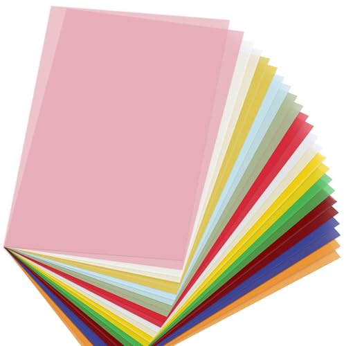 XiaoLidm Transparentpapier Bunt A4, 12 Farben inkl. Gold & Silber, 100 g/m² Pergamentpapier Bunt zum Bedrucken, Buntes Faltpapier Transparent von Laternen& Sterne, 24 Blatt