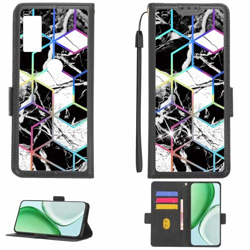 Aroepurt fodral kompatibelt med Cricket Jetmore telefonfodral flipskydd [med härdat glas skärmskydd] [RFID-blockering] [färgglatt reflekterat ljus] LPT-HS