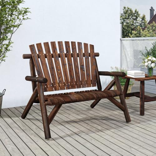 Frdhee Set da giardino per divano ad angolo, panca da giardino, 2 posti, 119 x 85 x 98 cm, in legno massello, adatto per prati, terrazze, cortili, piscine