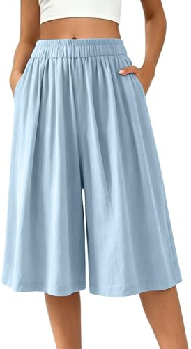 Jupes Femme Taille Haute Culotte Décontractée Vacances Élégante D'Été Bohème Chic Élastique Vêtements Skirt Couleur Unie Jupe Short Sport Pantalon Jupe Courte