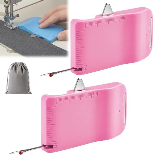 Guía de costura magnética ajustable 2 en 1 con desgarrador de costuras integrado y escala de medición para coser a máquina acolchado y dobladillo (rosa x 2,7 x 2 x 4 cm)