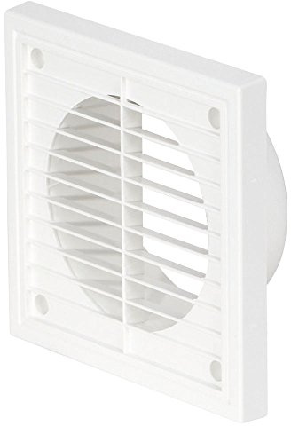 Airflow® External Wall Vent Cover – White Round Plastic Grille for 100mm / 4 Ducting – Weatherproof Air Outlet – 154mm x 154mm