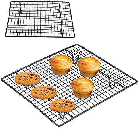 Cuisine Grille de Refroidissement en Acier Inoxydable, 26 x 23 x 2,5 cm, Anti-adhésif, pour Biscuits, Gâteaux et Pain