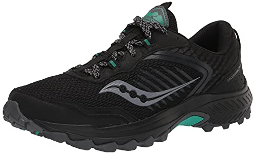 Saucony Womens Excursion Tr15 Trail Running Shoe, Black/Jade, 8 Wide