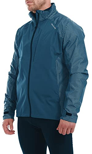 Altura Mens Waterproof Jacket - Lightweight Rain Coat with Adjustable Hood and Reflective Details, Outdoor Waterproof Jacket for Hiking and Running, Windbreaker Blue Jackets, Reflective Sleeve | S