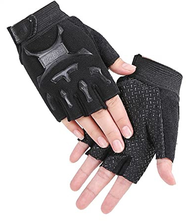 Kids Half Finger MTB Cycling Gloves Road Bike Gloves Breathable Anti Slip Workout Gloves Roller Skating Mitten Sports Gloves Fingerless Riding Climbing Gloves for Boys Girls (S For 2-4Y, Black)