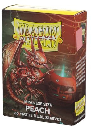 Arcane Tinmen Dragon Shield Sleeves– Matte Japanese: Dual Peach 60CT- Card Sleeves are Smooth & Tough - Compatible with Yugioh & Cardfight Vanguard, Black (AT-15153)