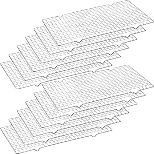 Harloon 12 Pack 16 x 9.8 Inches Nonstick Cooling Racks for Baking, Grid Wire Cookie Cooking Racks Oven Safe Carbon Steel Baking Rack Sheet Rack for Cookie Cake Grilling Drying Roasting (Silver)
