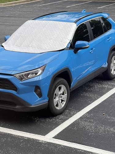 Frontscheibenabdeckung Auto Winter Winschutzscheiben Abdeckung Auto Scheibenabdeckung Camping gegen Schnee,Sonne,Staub,Frost, Sonnenschutz Abdeckung für Die Meisten Auto,Größe 145cm x 95cm