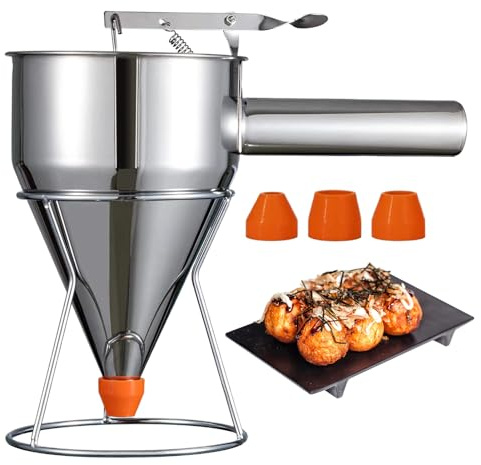 Lambo Pancake Dough Dispenser, Dough Dispenser - Multi-Gauge Stainless Steel Funnel Cake Dispenser with Stand, Baking Accessories for Cupcakes, Waffles or Anything