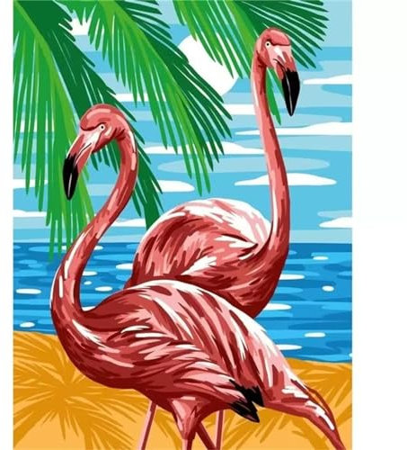 Peinture par Numéros pour Adulte Flamant rose feuillu DIY Kits de Peinture par Numéros à l'huile sur Toile pour Adulte Enfant,Paint by Numbers avec Acryliques pour Maison Décoration,avec Cadre 60x75cm