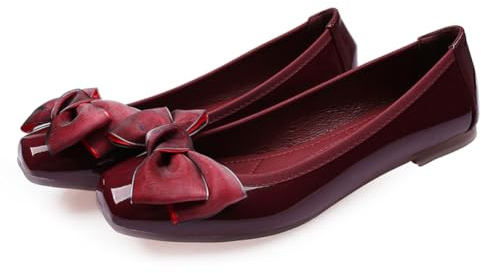 Rojeam Ballerines Femme Chaussures Plates Classiques Élégant Flats avec Semelle Souple Rouge 43 EU