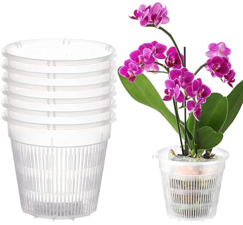 Youning Lot de 6 pots à orchidées, transparents, respirants, en plastique, avec trous, pour orchidées, semis, plantes succulentes, plantes en pot (14 cm)