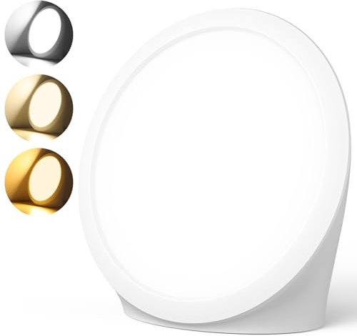 Tageslichtlampe 10000 Lux Sonnenlicht mit 3 Lichtfarben, 6 Timern, 5 einstellbaren Lichtintensitäten und Memoryfunktion, Sonnenlampe UV-frei für schreibtisch