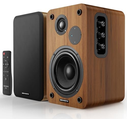 MEVOSTO Altoparlanti da Scaffale Attivi - 36W RMS Diffusori da scaffale con BT 5.4 Audio Digitale USB Monitor Studio, 1 Tweeter e Woofer 5 Bassi e Alti Regolabili Per TV, PC e giradischi