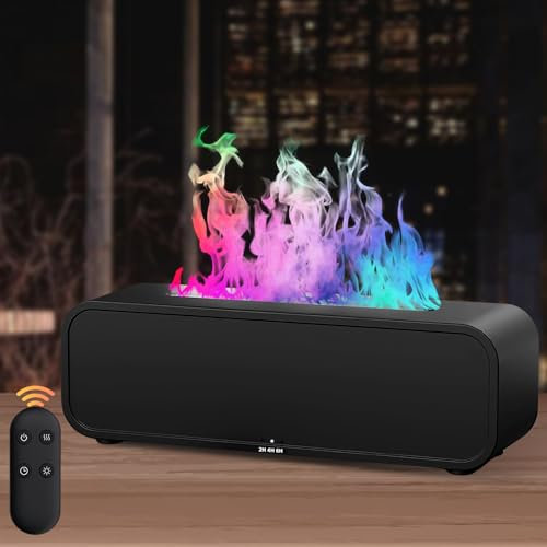 BORDEAG Diffusore Oli Essenziali Fiamma 250ml, 7 Colori Diffusore Di Aromi Umidificatore Con Effetto Fiamma Umidificatore per Casa Ufficio