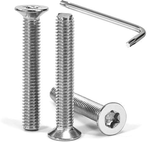 Tunejoy Tornillos de Cabeza Avellanada Torx M6 x 40 mm Tornillo Avellanado Mecánico de Acero Inoxidable A2 V2A con T30 llave Rosca Completa 30 Piezas