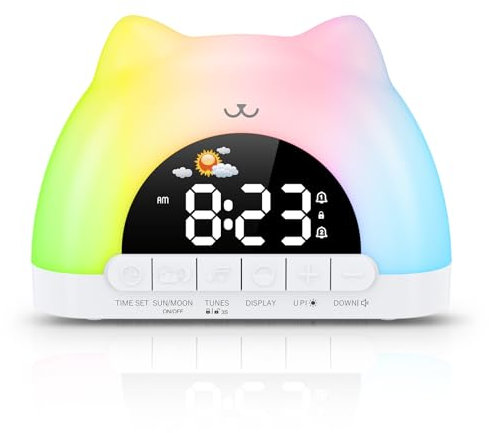 ORIA Kids Alarm Clock with Sleep Training, 11 RGB Color Night Lights, Dual Alarms, Snooze, Child Lock, 10 Sounds, 5 Brightness, Auto-Dim, Ok to Wake Clock for Toddlers, Boys, Girls | Nursery, Bedroom