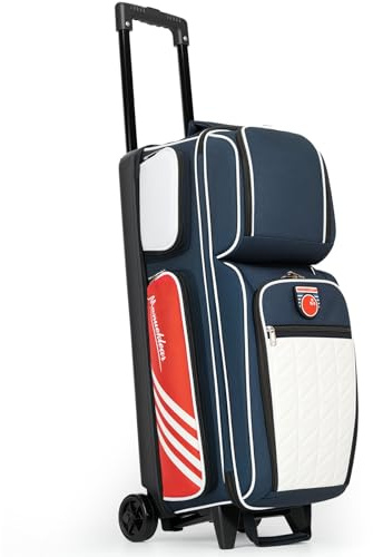 MANUEKLEAR 3 Ball Bowling Bags with Wheels, Bowling Ball Bag 3 Ball Roller with Accessory Pockets and Shoe Compartment