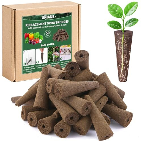 UNIANE Confezione da 50 spugne per la Coltivazione idroponica, spugne per la Crescita, Capsule per sistemi di Coltivazione idroponica, spugne di Ricambio per la Coltivazione, propagazione idroponica,