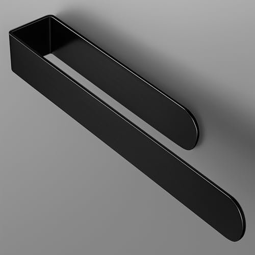D&S Global Self Adhesive Towel Holder, Wall Mounted Bathroom Towel Rack, No Holes Required, Easy Installation (Black, 37cm)