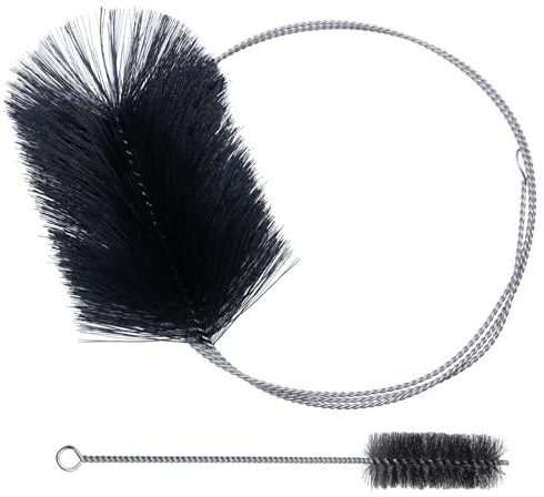 Chuanhylis 2 Stück Ofenrohrbürste Set，Stahldraht Rohrreinigungsbürste, Schornsteinbesen mit Schubstange und 31cm Rohrbürste für Schornstein, Rauchrohr, Ofenleitung