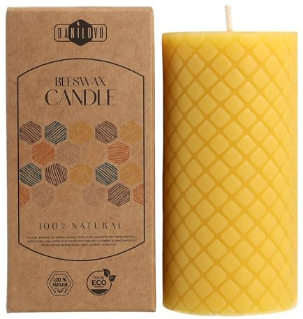 Danilovo Candele Cera d’Api Naturale al 100% - Decorazioni Casa Eleganti e di Alta Qualità - Candele Naturali Decorative e Sostenibili (1 pz, 5 x 10 cm, 20 Ore)