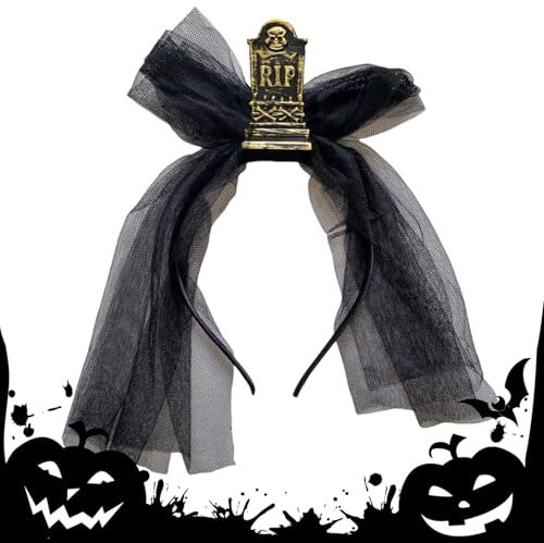 Qkbuza Halloween-pannband | Gotiskt fallande pannband med voile, skrämmande utklädningstillbehör för maskeradfest, cosplay-show