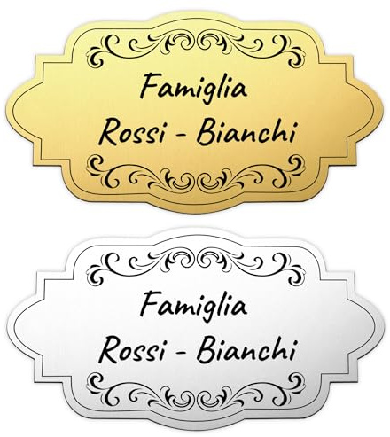 OTXIXTO Targa Personalizzata per Porte Incisione di Nomi e Indirizzi, Targa Porta in Plastica Spazzolata con Supporto Adesivo per Cancello Principale, Cassetta Postale, Ufficio (A1-Oro)