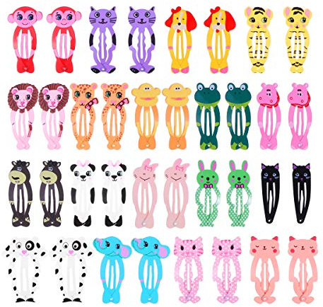 Frcolor Animal Snap Barrettes épingle à cheveux de dessin animé pour bébé enfant fille (34 pièces)